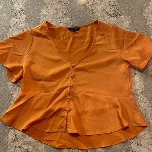 Nwot Express orange crop blouse with butterfly sleeves